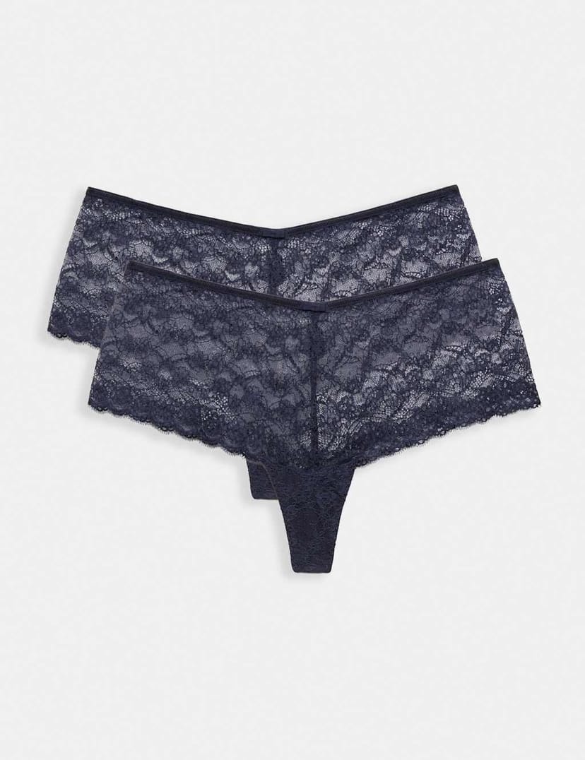 Marks & Spencer M&S 2 Pack Ida Lace High Rise Knicker Shorts Nightshade - 1