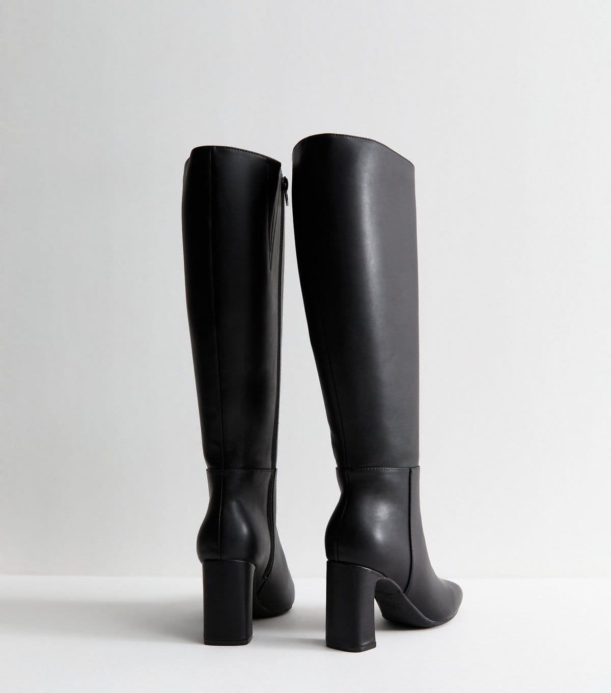 New Look Women's Extra Calf Fit Black Faux Leather Heeled Boots Vegan New Look - 4