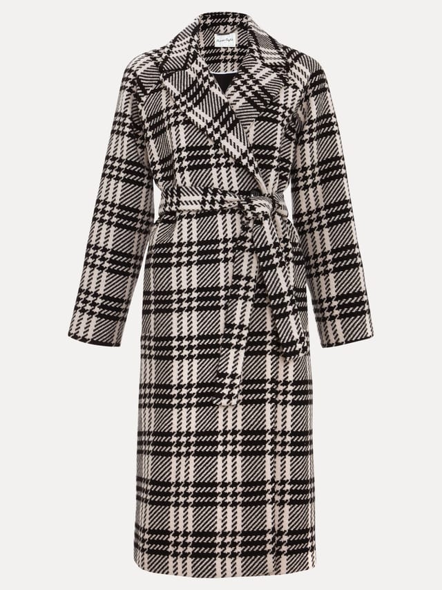 Phase Eight Phase Eight Women's Cassie Check Wool Coat in Black - 2