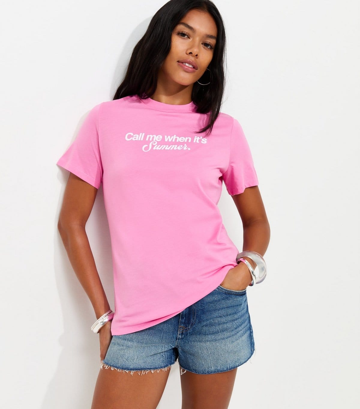 New Look Bright Pink Slogan Print T-Shirt