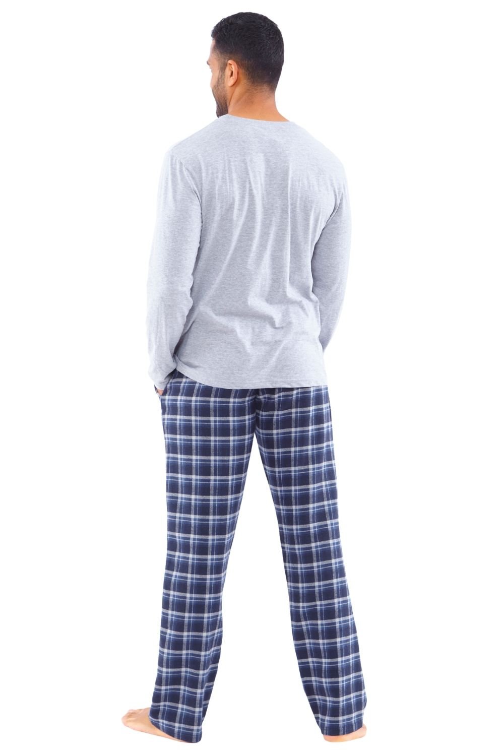 Just Essentials Just Essentials Men's Flannel Check Long Pyjama Set in Light Grey - 4