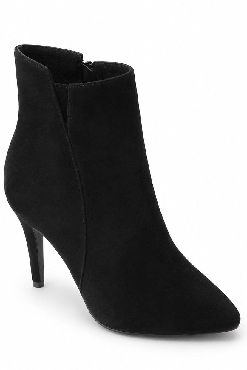 Spot On Spot On Women's Pointed Toe Stiletto Ankle Boots in True Black - 1