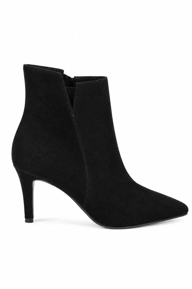 Spot On Spot On Women's Pointed Toe Stiletto Ankle Boots in True Black - 2