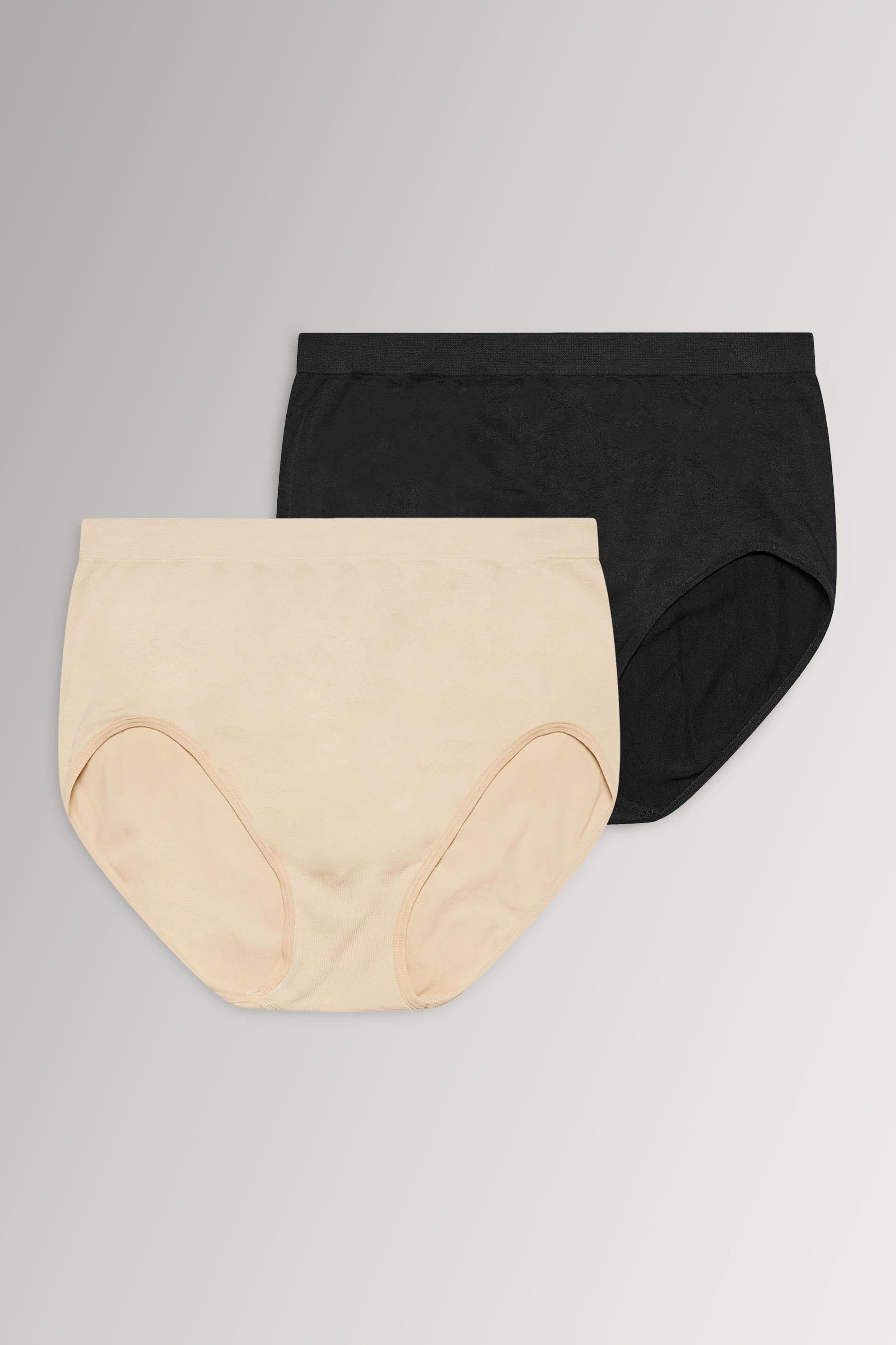 Yours Plus Size 3 Pack Black & Nude Seamless Light Control Full Briefs