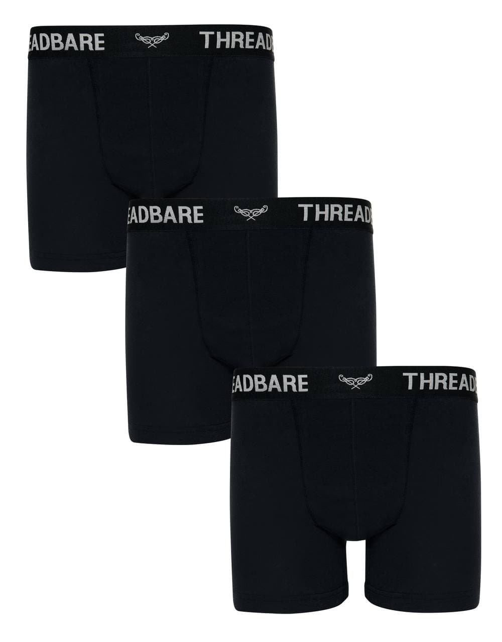 Threadbare Threadbare Men's 3-Pack 'Ernest' Hipster Fit Boxer Shorts in Black