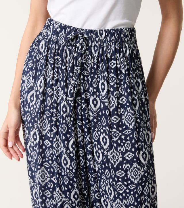 Blue Vanilla Women's Navy Printed Wide Leg Trousers Blue Vanilla New Look - 3