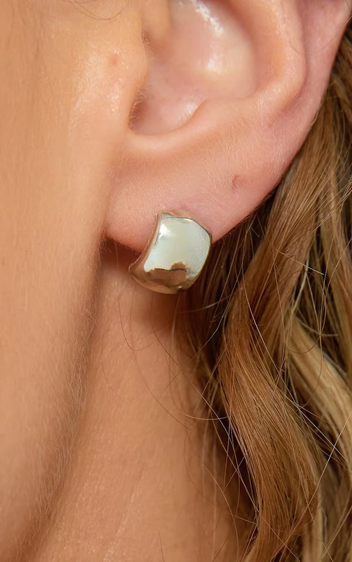 EGO Half Hoop Stud Earring In Silver, Women's Size UK 0