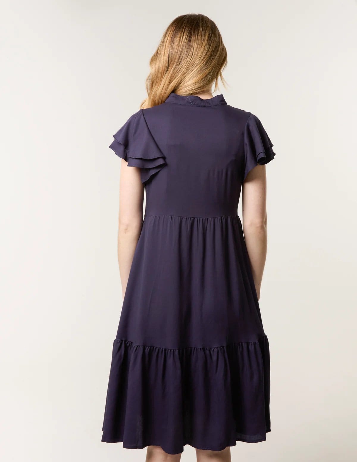 Blue Vanilla Angel Sleeve Button Front Midi Dress - 4