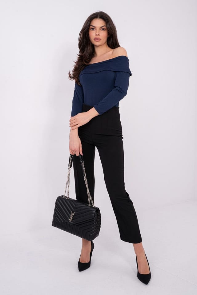Love Lace Love Lace Women's Viscose Off-Shoulder Fitted Everyday Blouse in Blue - 2