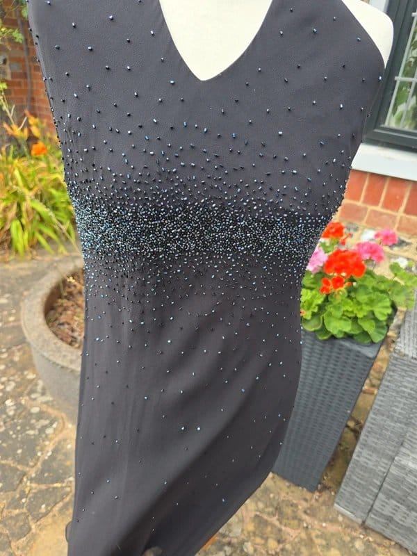 Debenhams Black Silk Beaded Halterneck Dress