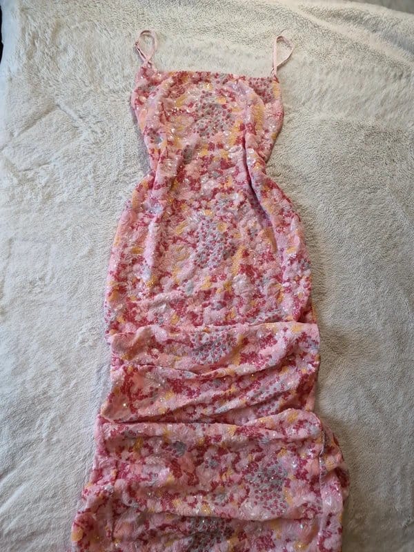 Oh Polly Floral Embellished Rose Maxi Dress