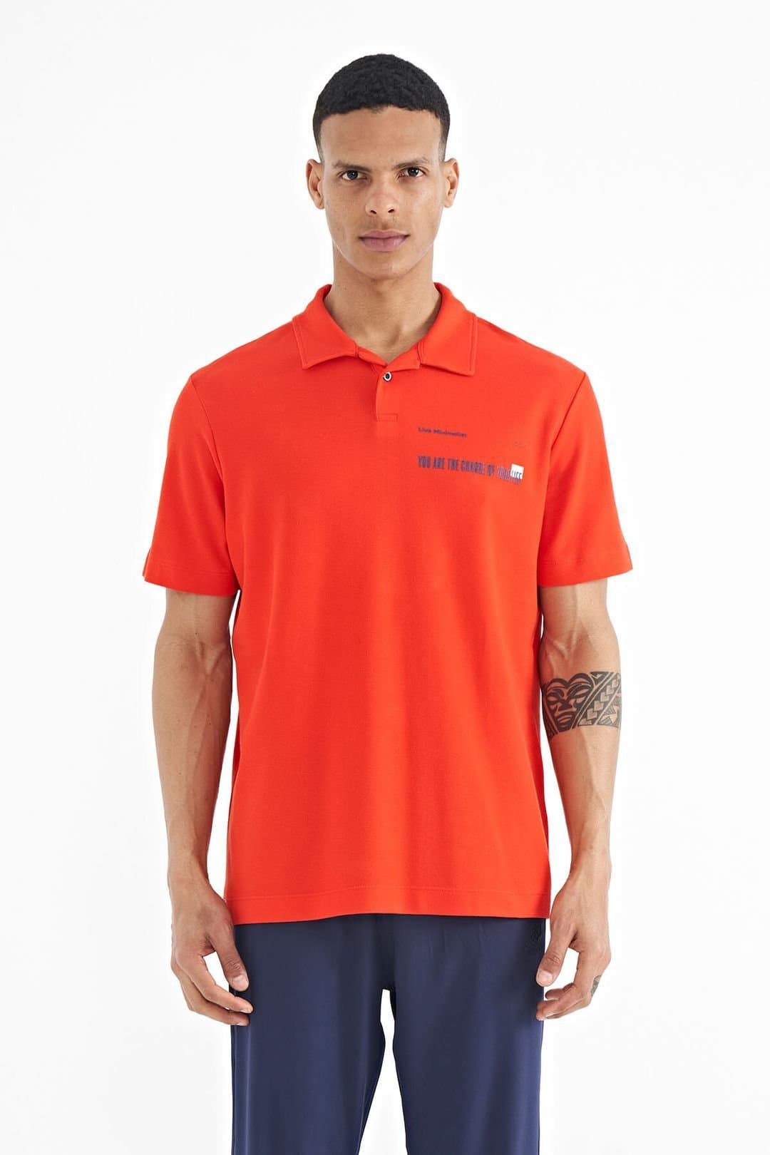 Tommy Life Tommy Life Men's Orange Cotton Polo T-Shirt