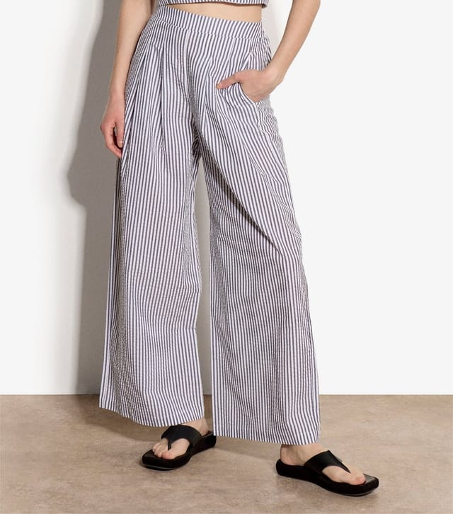 Apricot Women's Blue Seersucker Stripe Pleated Trousers Apricot New Look - 2