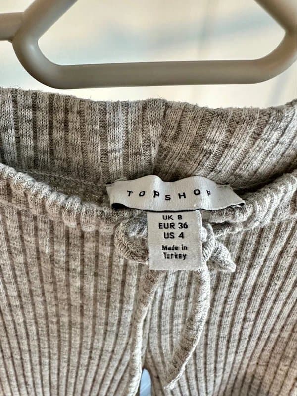 Topshop Topshop Light Gray Ribbed Knit Trousers
