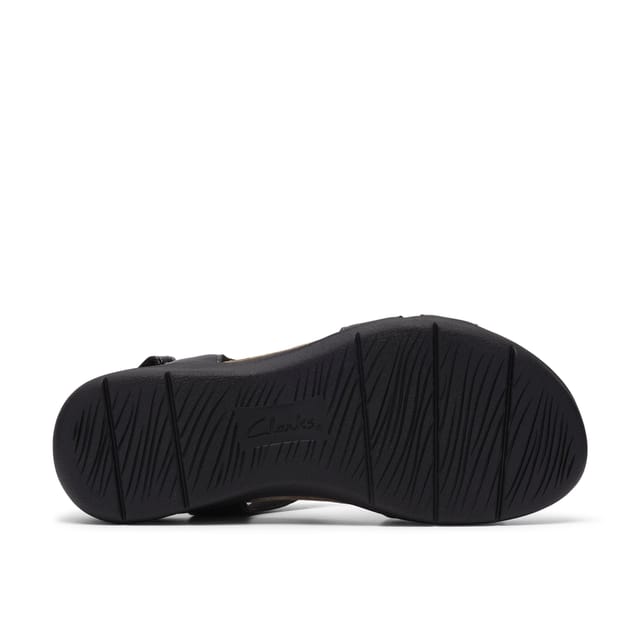 Clarks Clarks Women's April Cove Black Leather Flat Sandals - 3