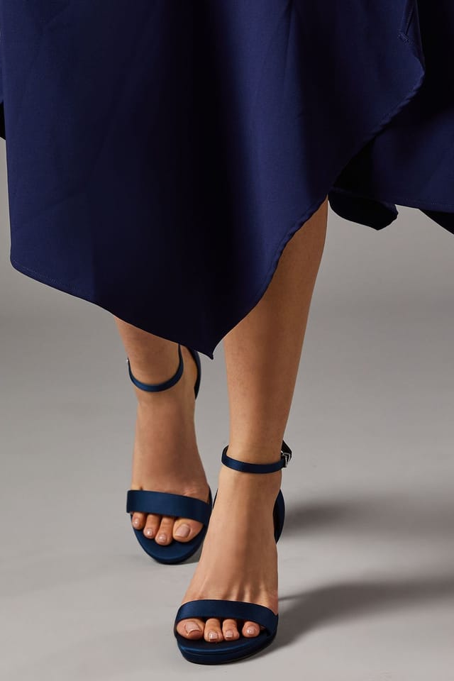 Coast Coast Women's Wide Fit Talia Satin Platform Heeled Sandals in Navy - 2