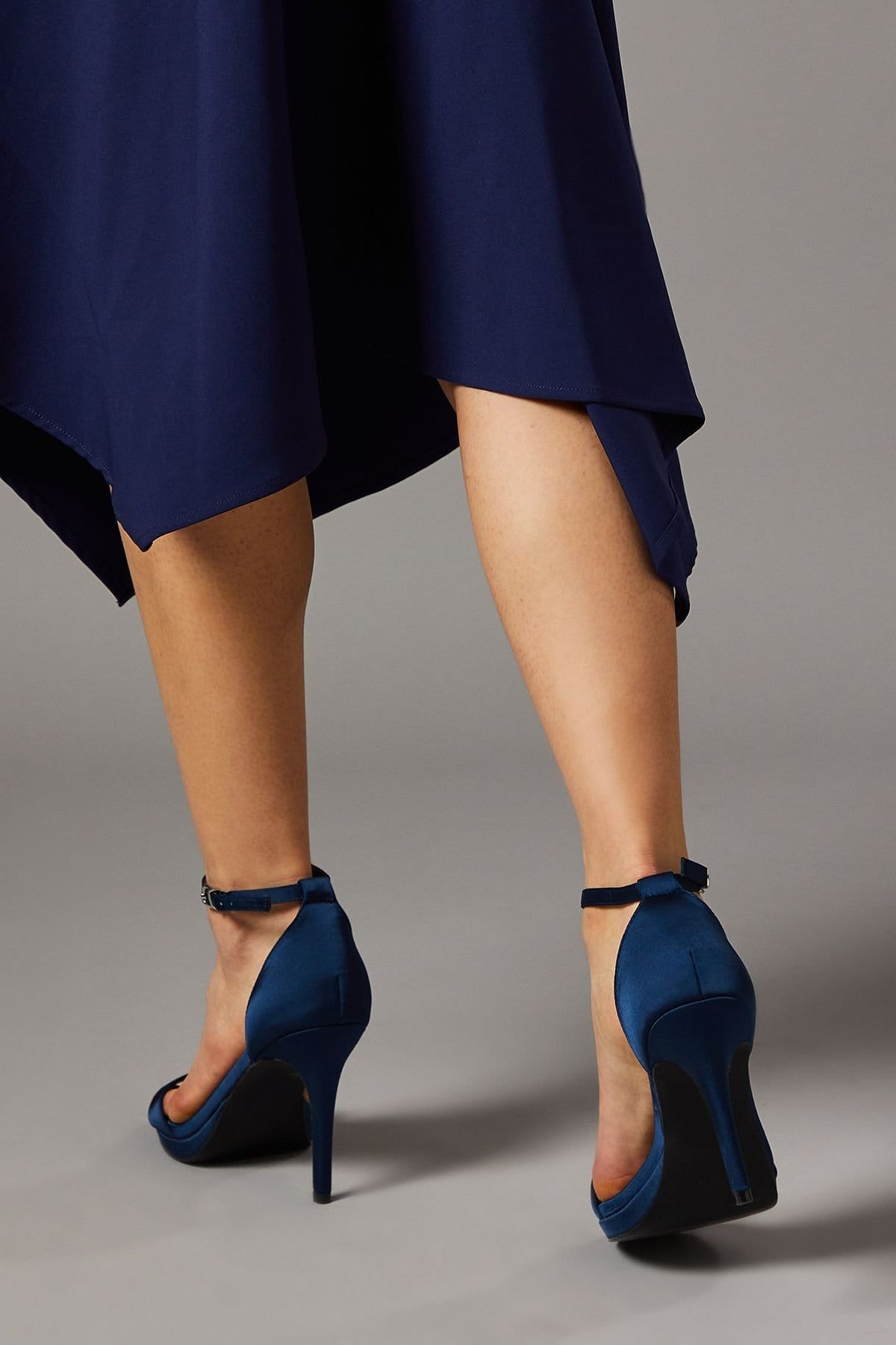 Coast Coast Women's Wide Fit Talia Satin Platform Heeled Sandals in Navy - 4