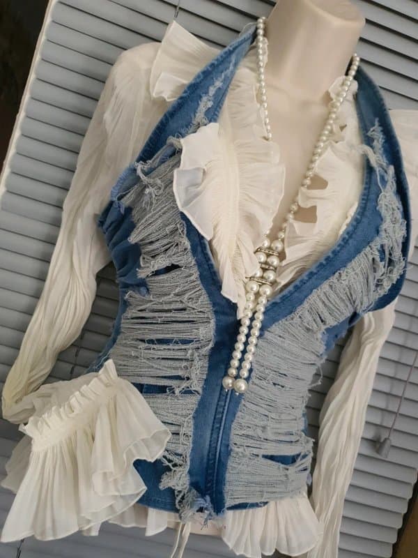 Denim Gorgeous denim waistcoat/top,  fits sizes 6,8,10