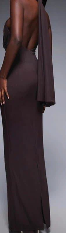 ASOS ASOS halter neck tie evening dress brown