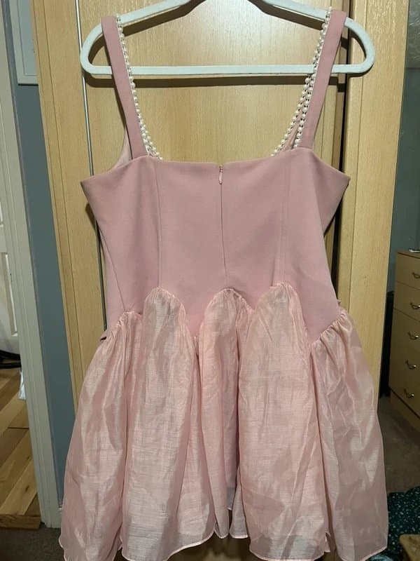 Asos luxe Asos Luxe pearl embellished corseted mini dress with bows in dusty pink