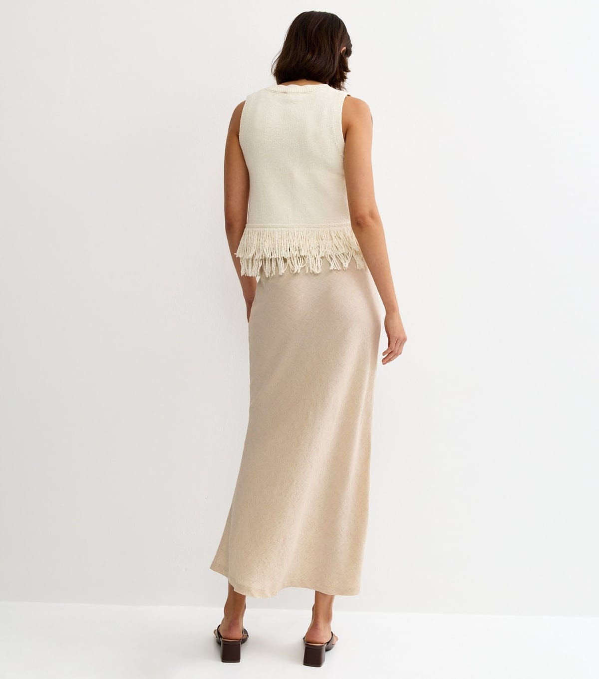 New Look Women's Stone Linen Look Bias Cut Midi Skirt New Look - 4