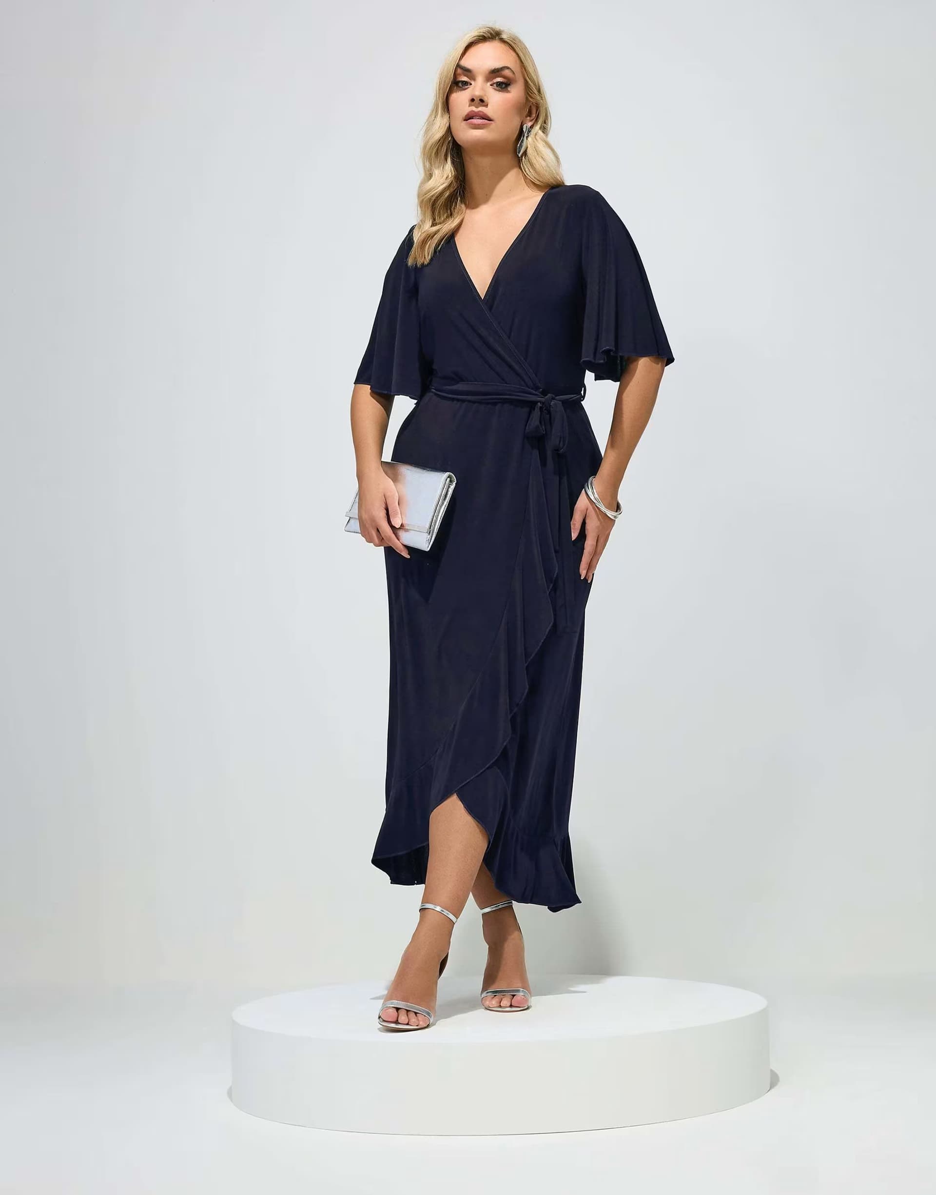 ASOS Yours Clothing Wrap maxi dress in blue