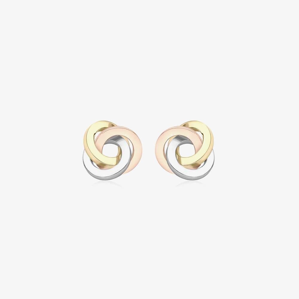 T.H.Baker T.H.Baker Women's 9ct Three Colour Gold Knot Stud Earrings 3.55.8269