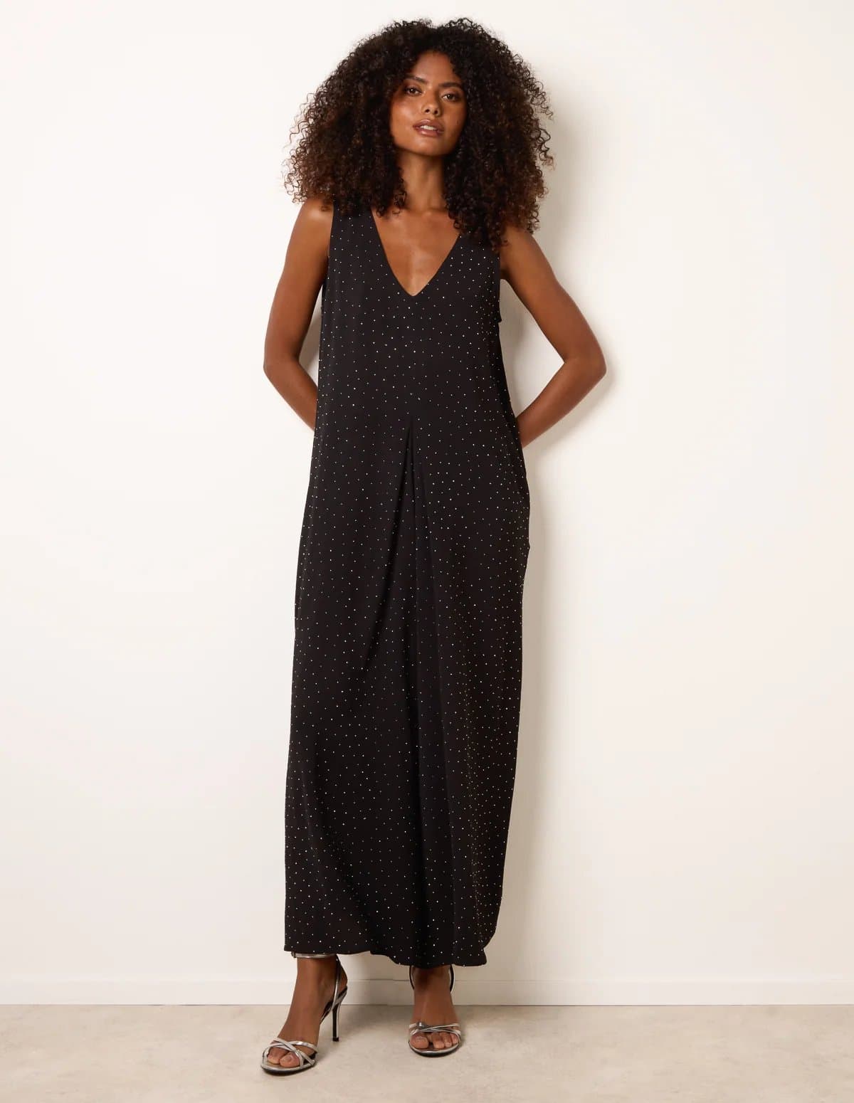 Blue Vanilla Pleat Front Diamante Jumpsuit