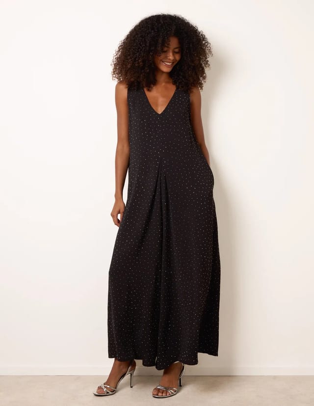Blue Vanilla Pleat Front Diamante Jumpsuit - 2