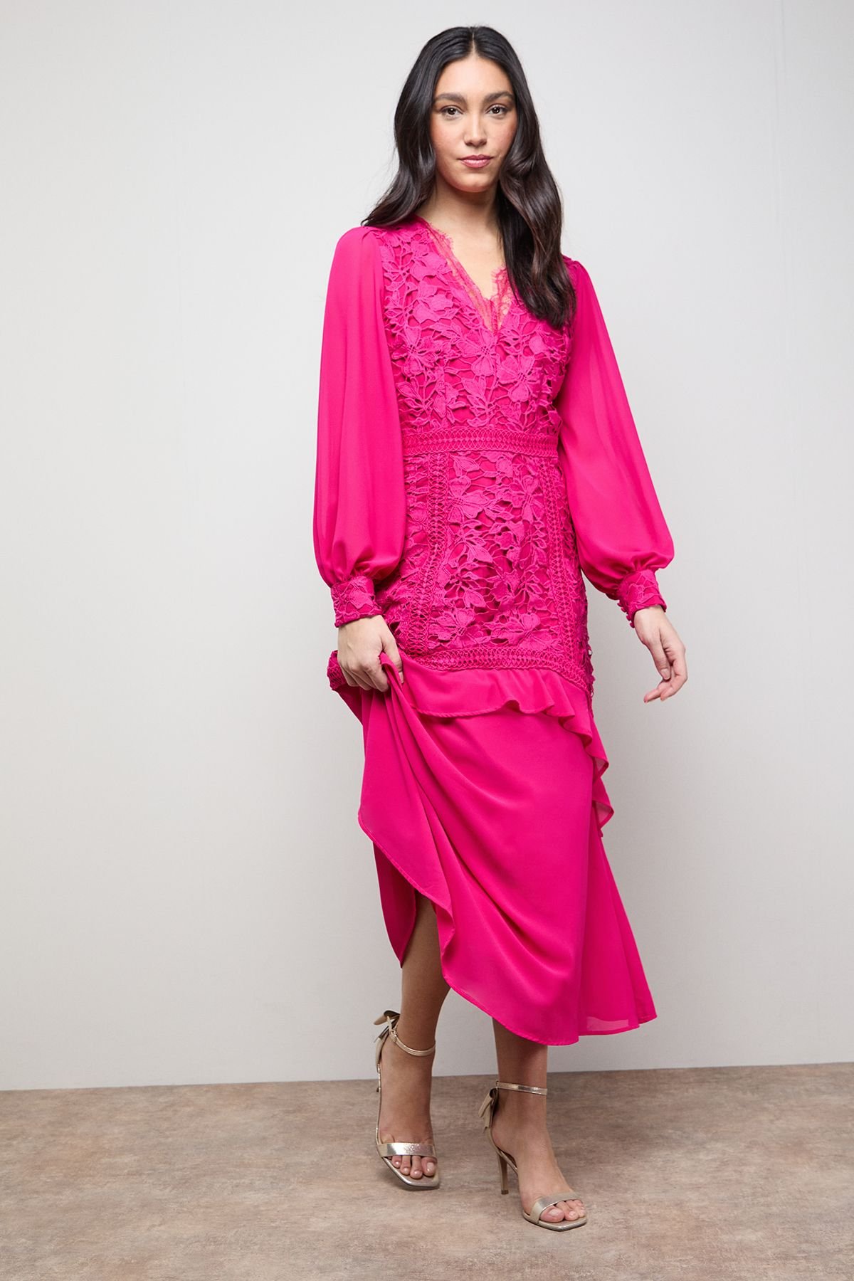 Oasis Oasis Women's Dovile Metallic Textile Satin Bow Back High Heel Stiletto Sandals in Gold - 2