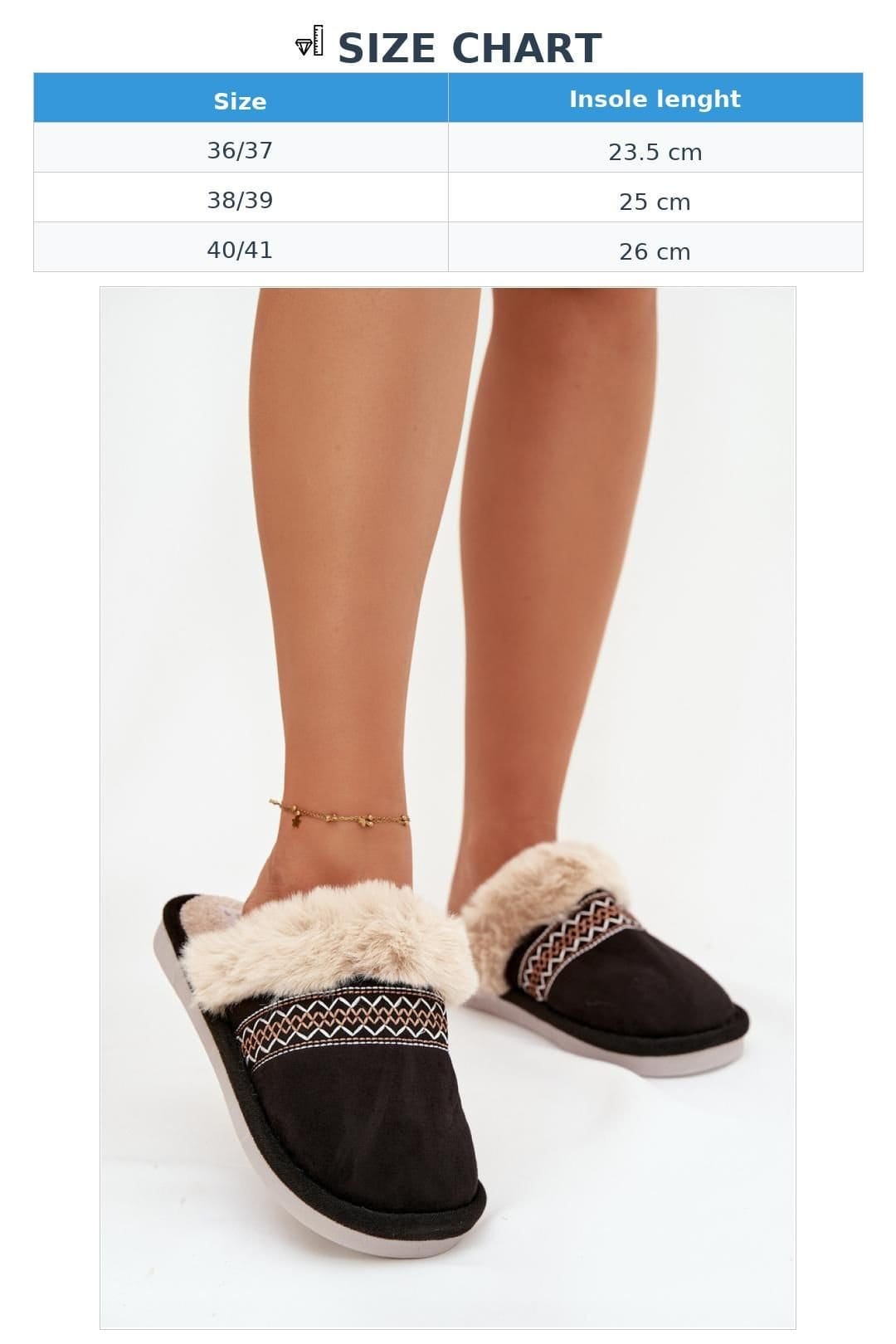 Love Lace Love Lace Women's Cozy Soft Fabric Slippers with Faux Fur & Embroidery Detail in Black - 4
