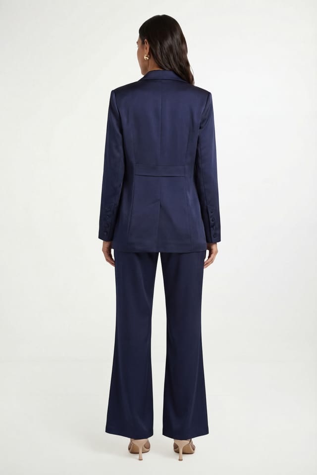Wallis Wallis Women's Satin Double Breasted Blazer Coord in Navy - 3