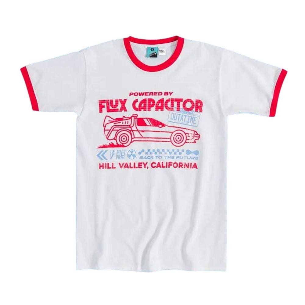Back To The Future Back To The Future Men's Flux Capacitor Ringer T-Shirt in White - 2