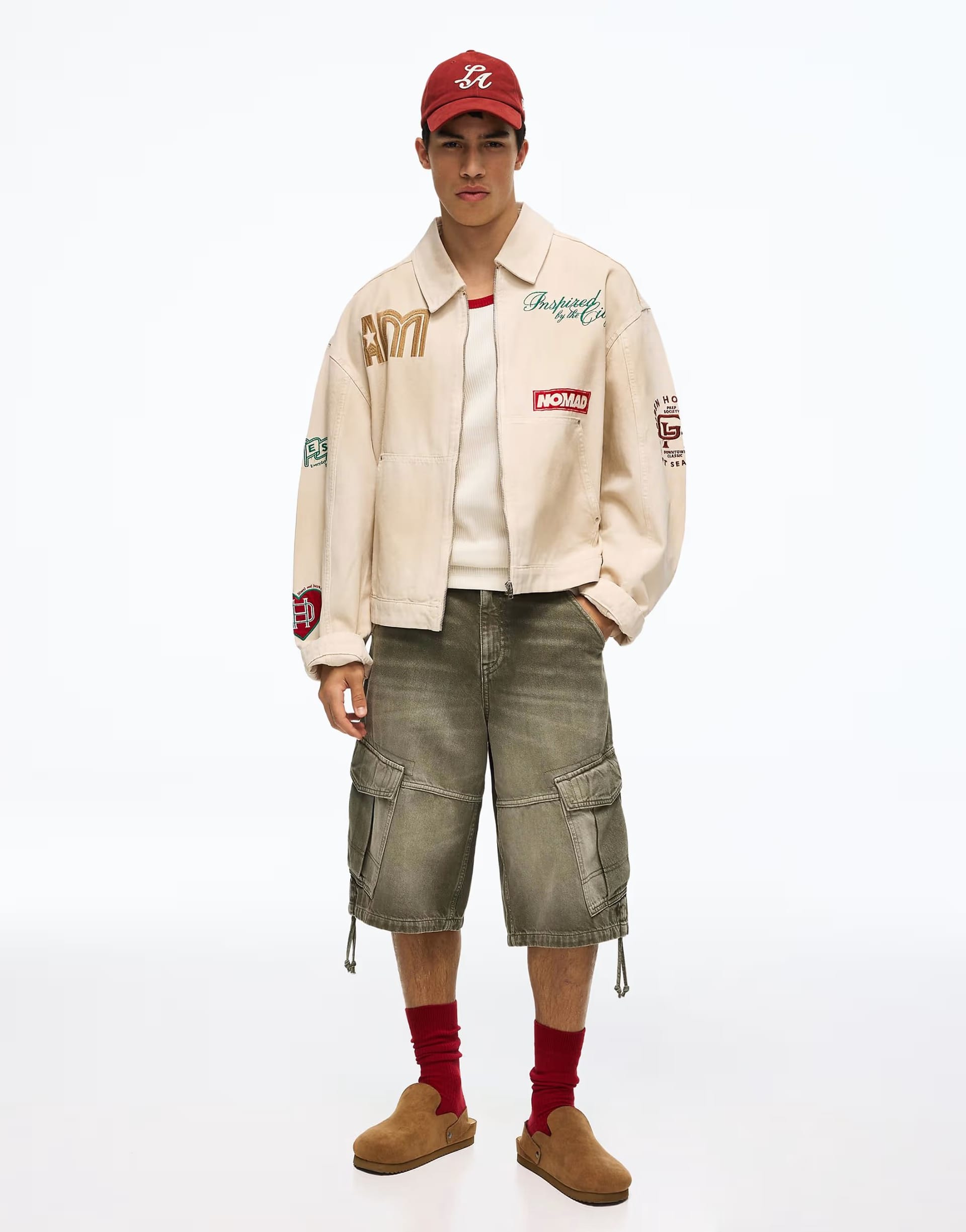 ASOS Beige Patched Jacket in Ecru