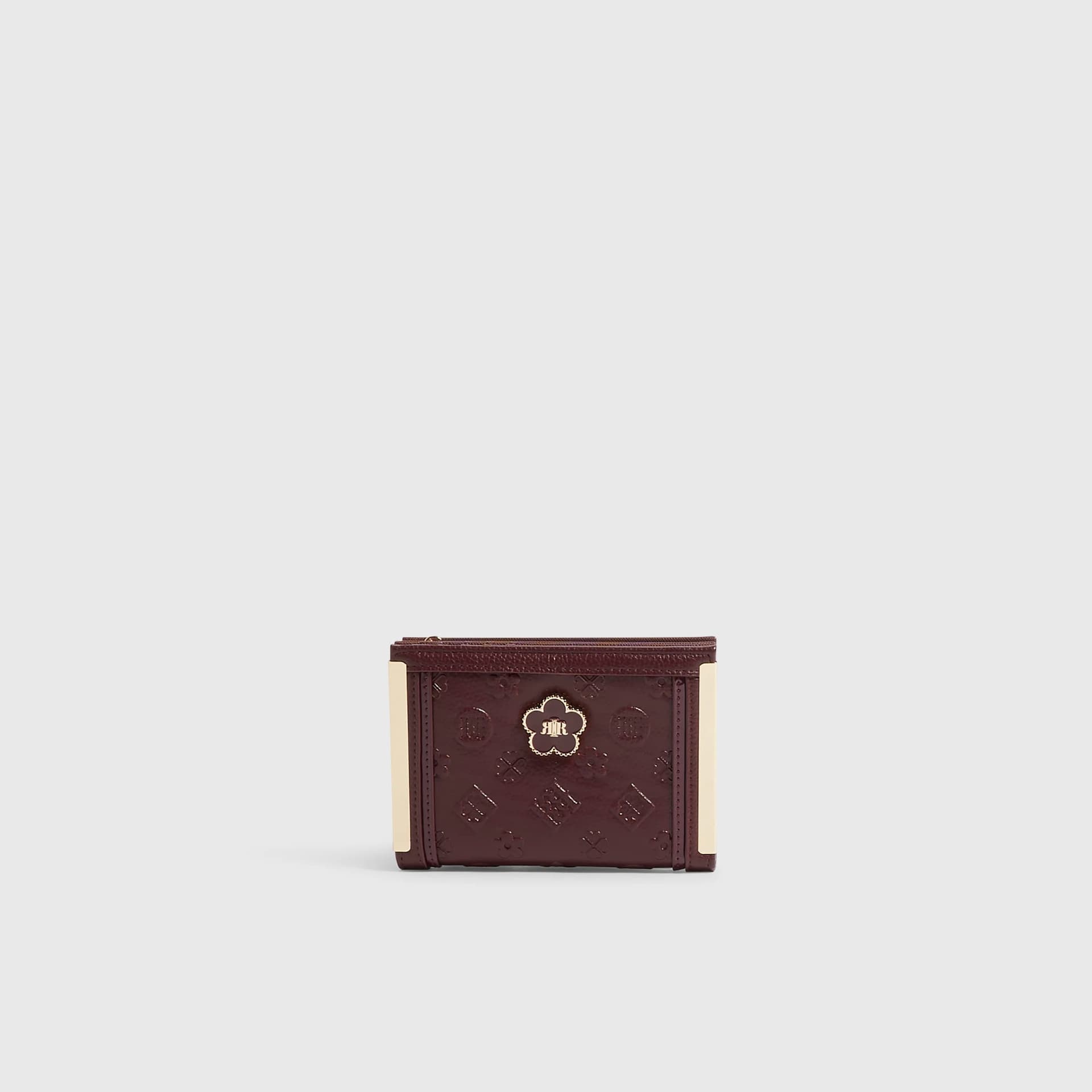 River Island River Island Womens Burgundy Ri Embossed Medium Foldout Purse