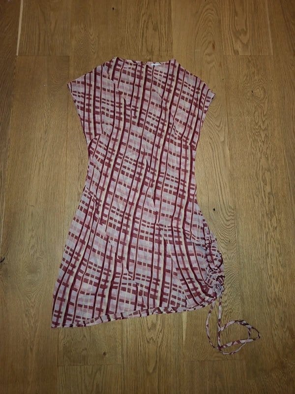 ASOS Pink Tartan Asymmetric Sheer Dress
