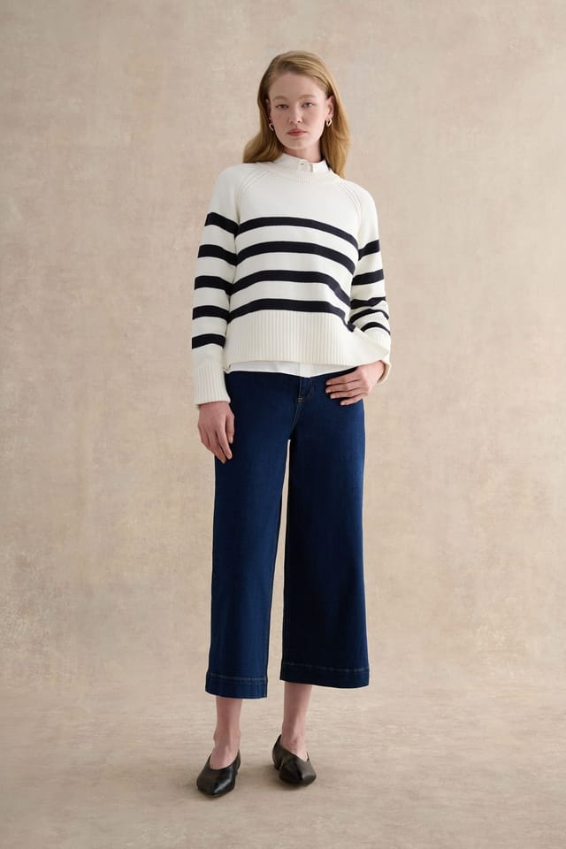 Hobbs London Hobbs London Women's Georgie Striped Sweater in Off-White - 3