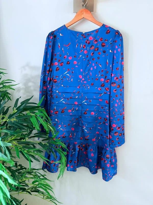 Never Fully Dressed Gorgeous Blue Floral Never Fully Dressed XL Pleated Paloma Dress Worn Once!