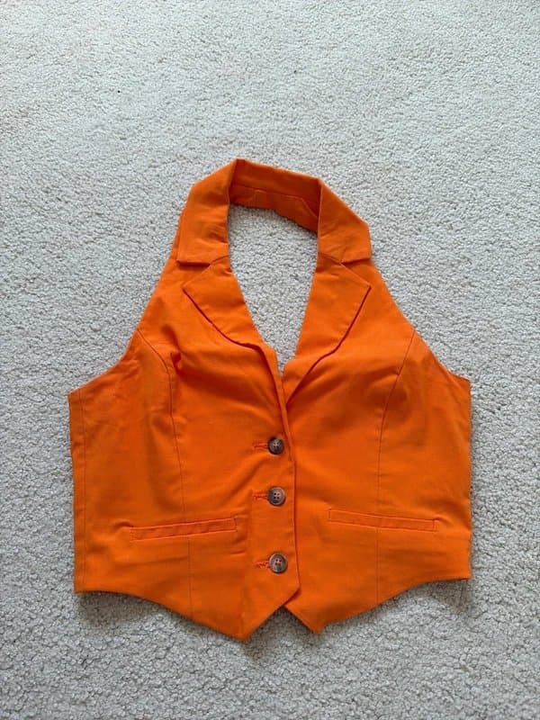 Miss Selfridge miss selfridge orange halter neck top
