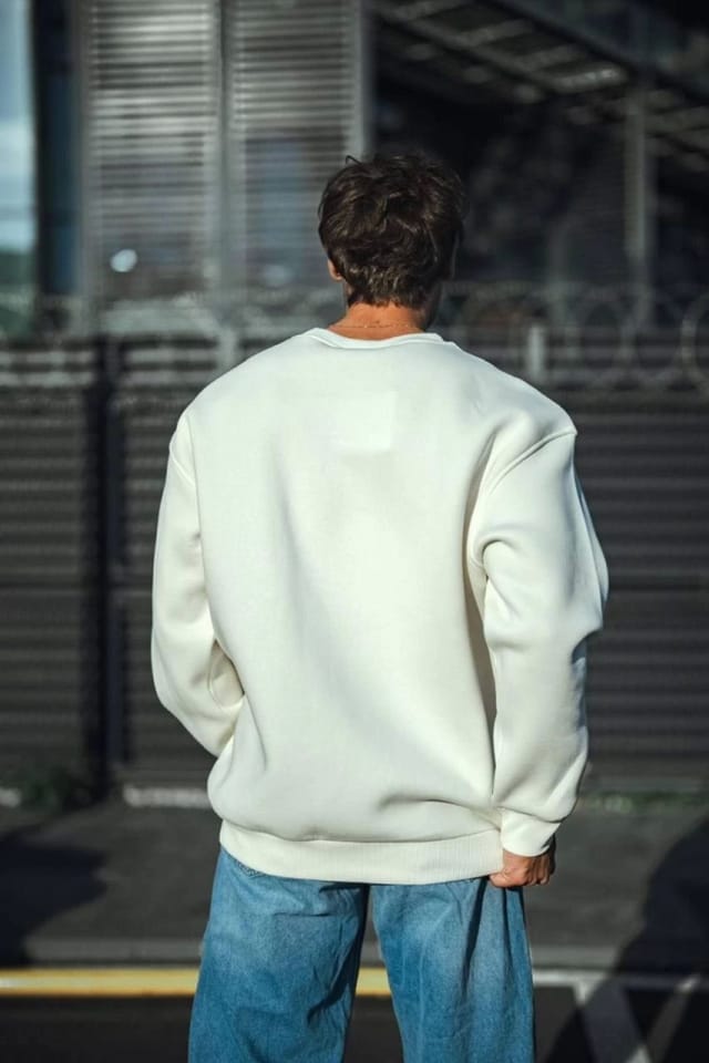 Janes Janes Men's Basic Crew Neck Sweatshirt in White - 3