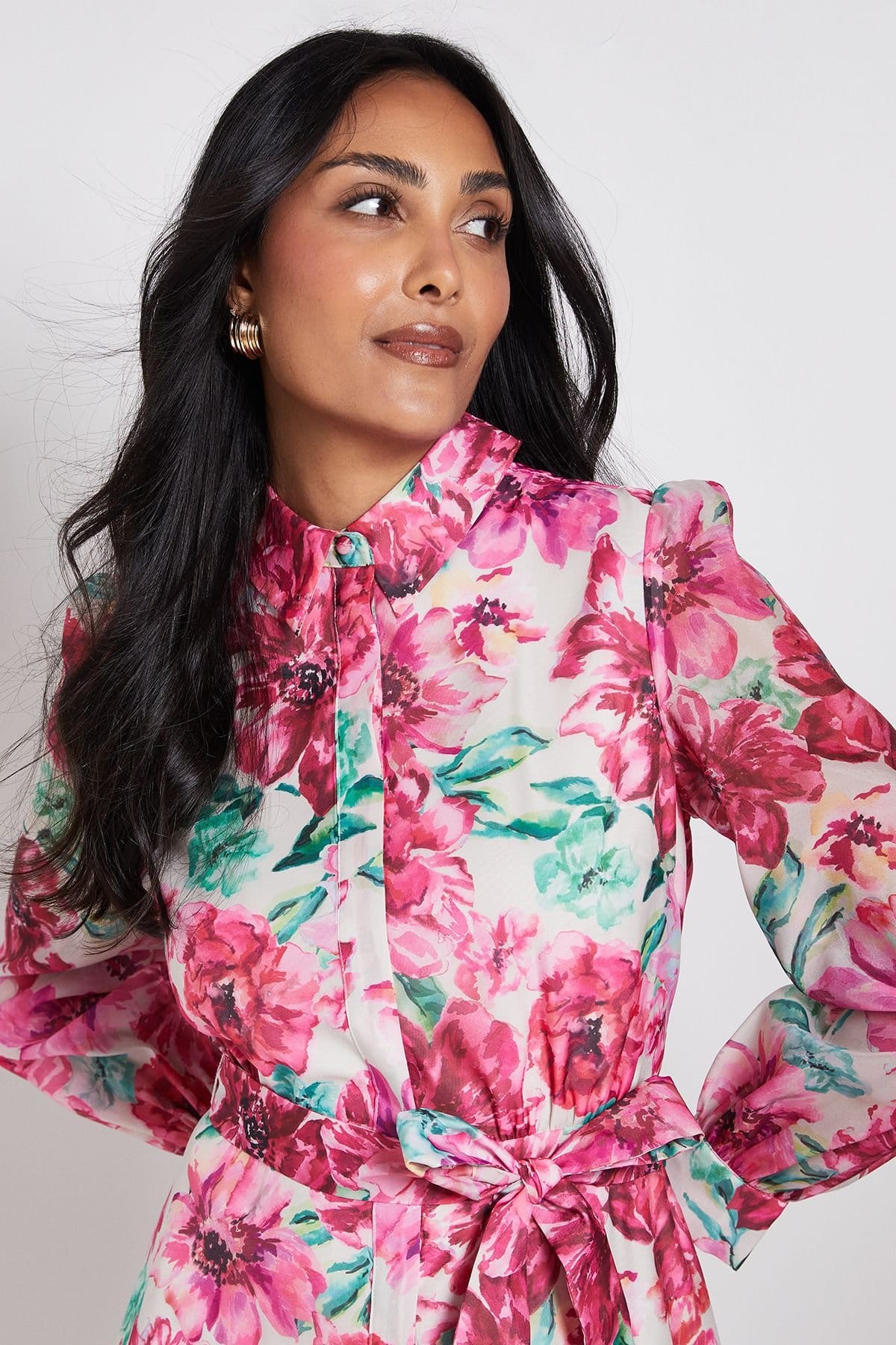 Wallis Wallis Women's Petite Floral Organza Shirt Midi Dress in Ivory - 4