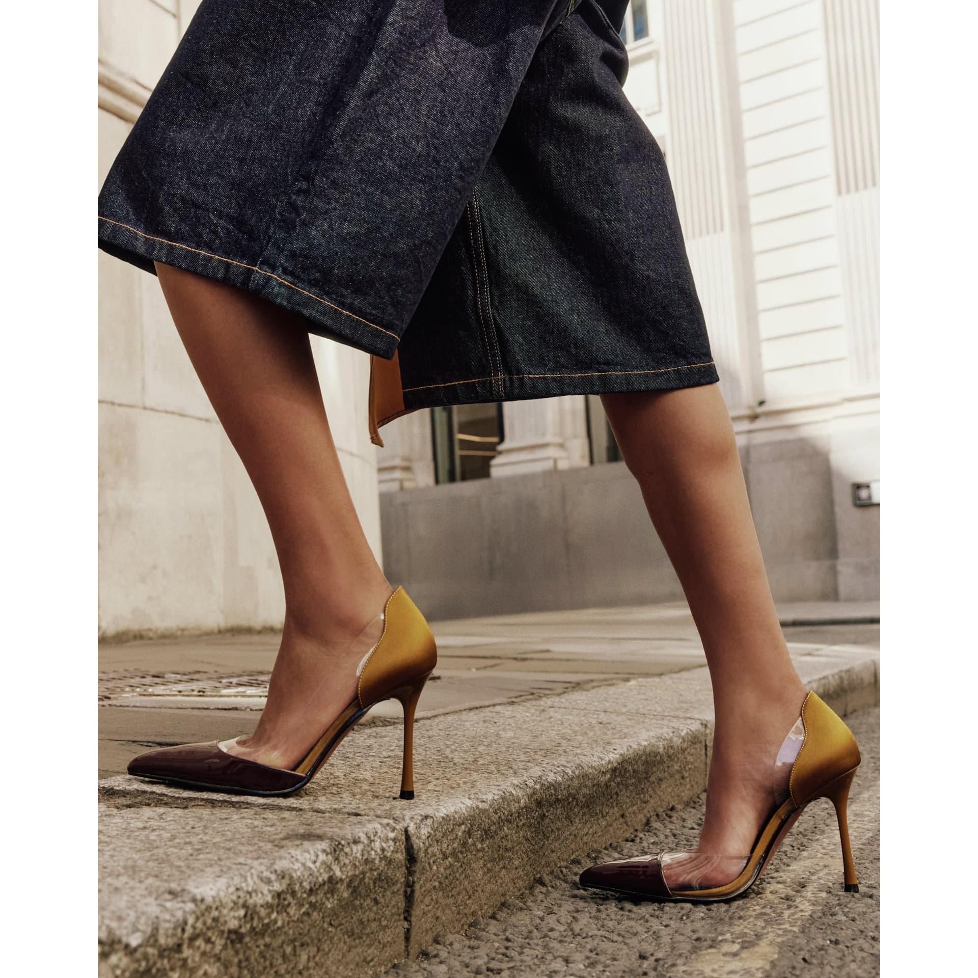 River Island River Island Womens Yellow Spliced Perspex Court Heels