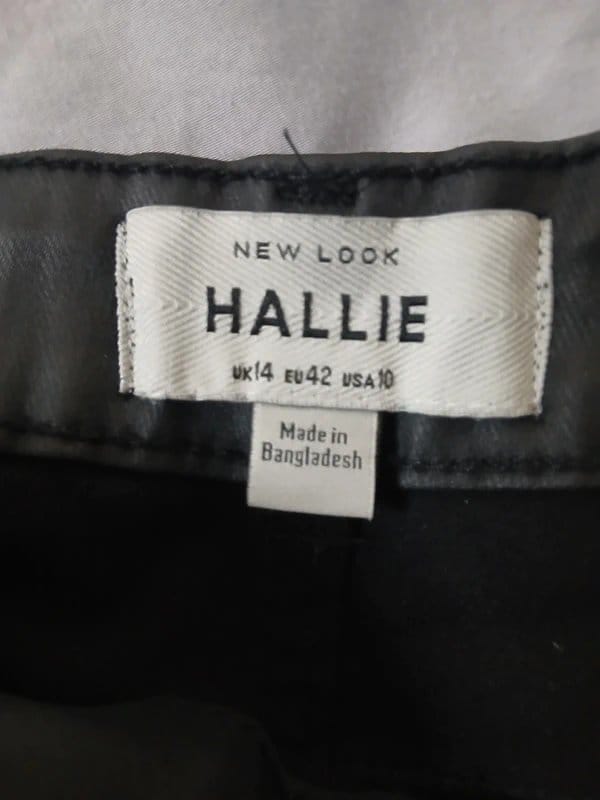 New Look Black Leather-Look High-Waisted Jeans Size 14