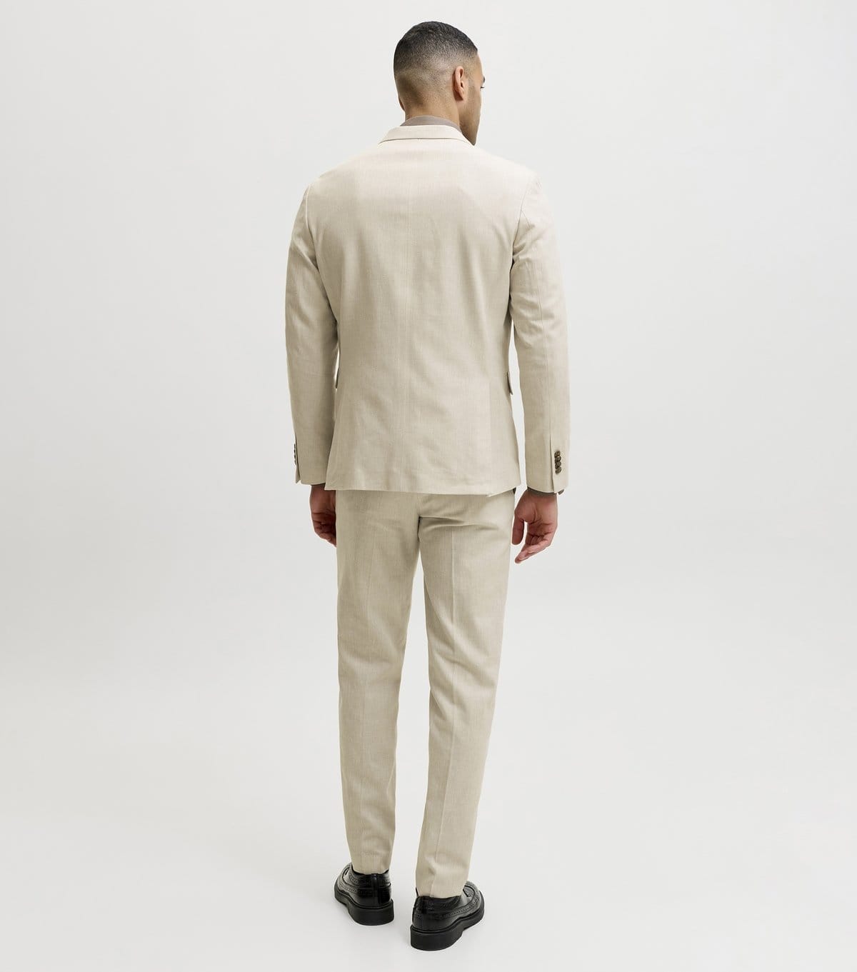jack & jones Men's Cream Cotton Rich Regular Tailored Trousers Jack & Jones New Look - 4
