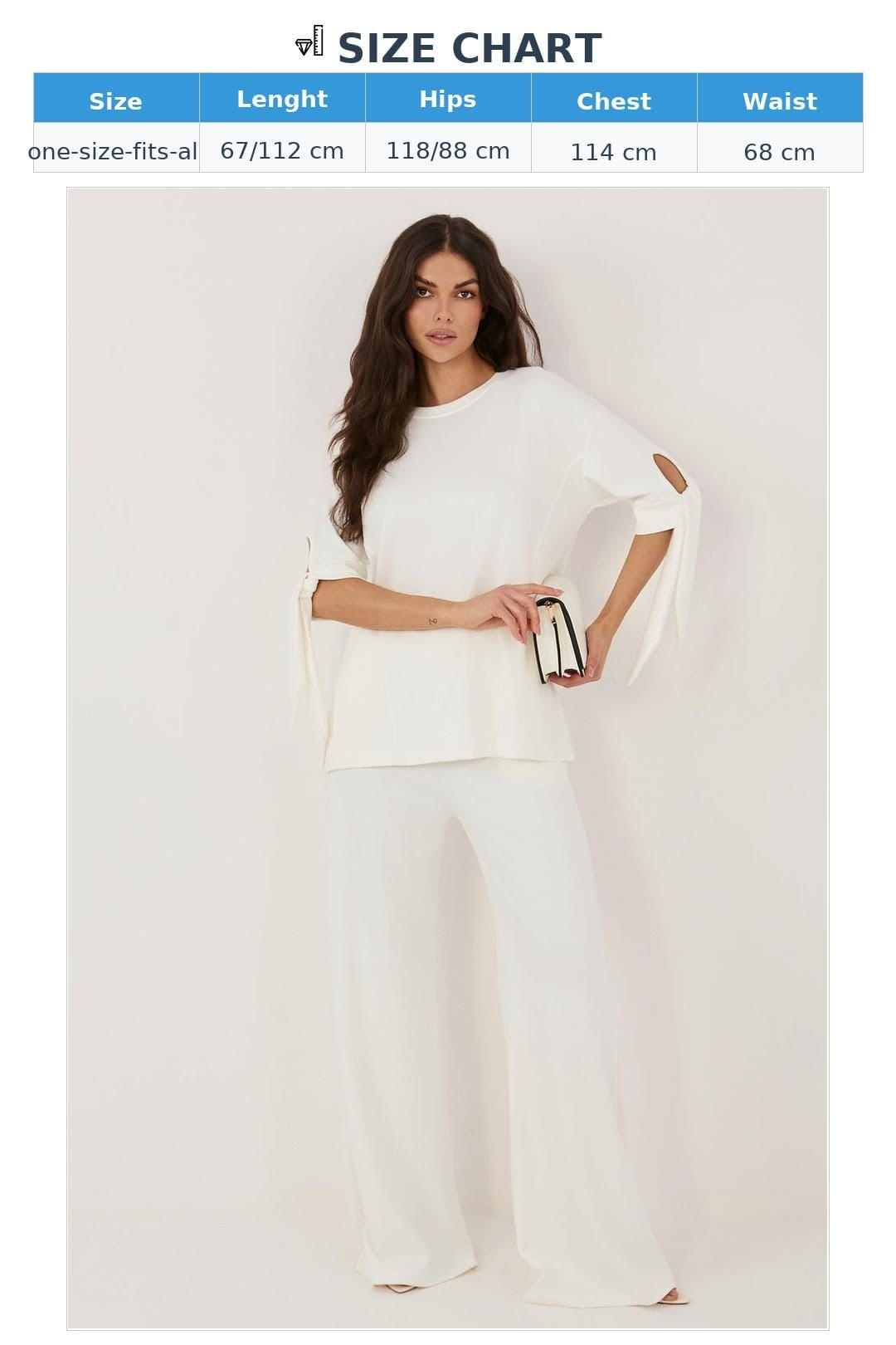 Love Lace Love Lace Women's Viscose Elastane Blouse & Wide Leg Trouser Set Style 227027 in Off-White - 4