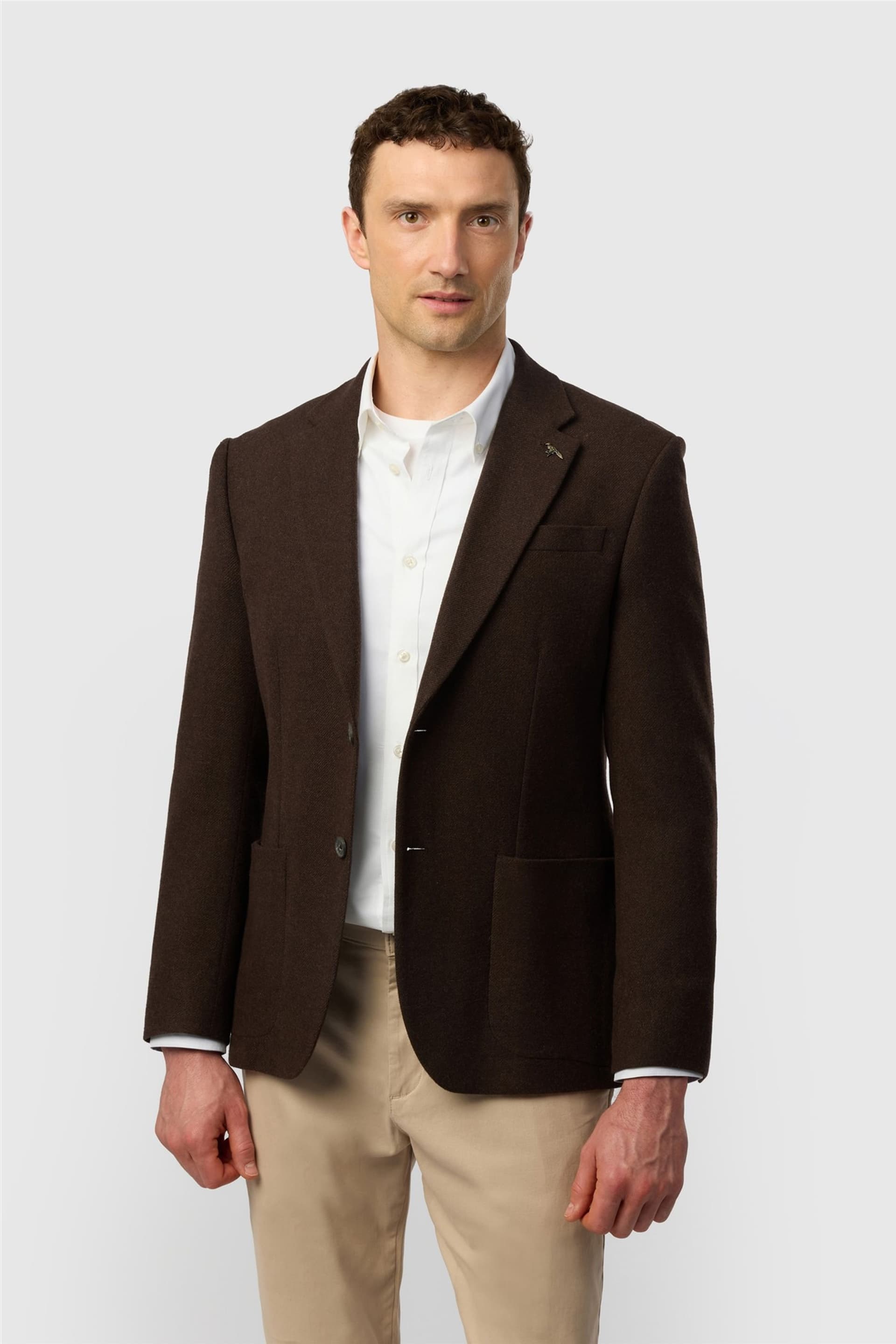 Ted Baker Ted Baker Men's Single Breasted Two Button Tailored Suit Jacket in Dark Brown