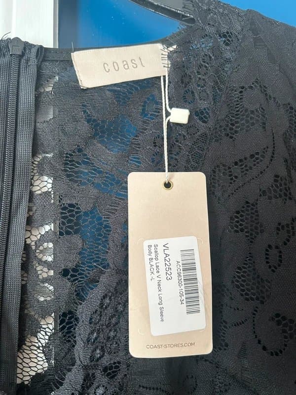 Coast Coast black lace bodysuit size L but would fit a 12 better