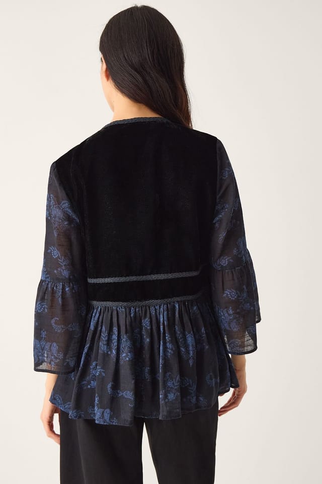 Monsoon Monsoon Women's Kelly Hand-Beaded Paisley Velvet Jacket Blue - 2