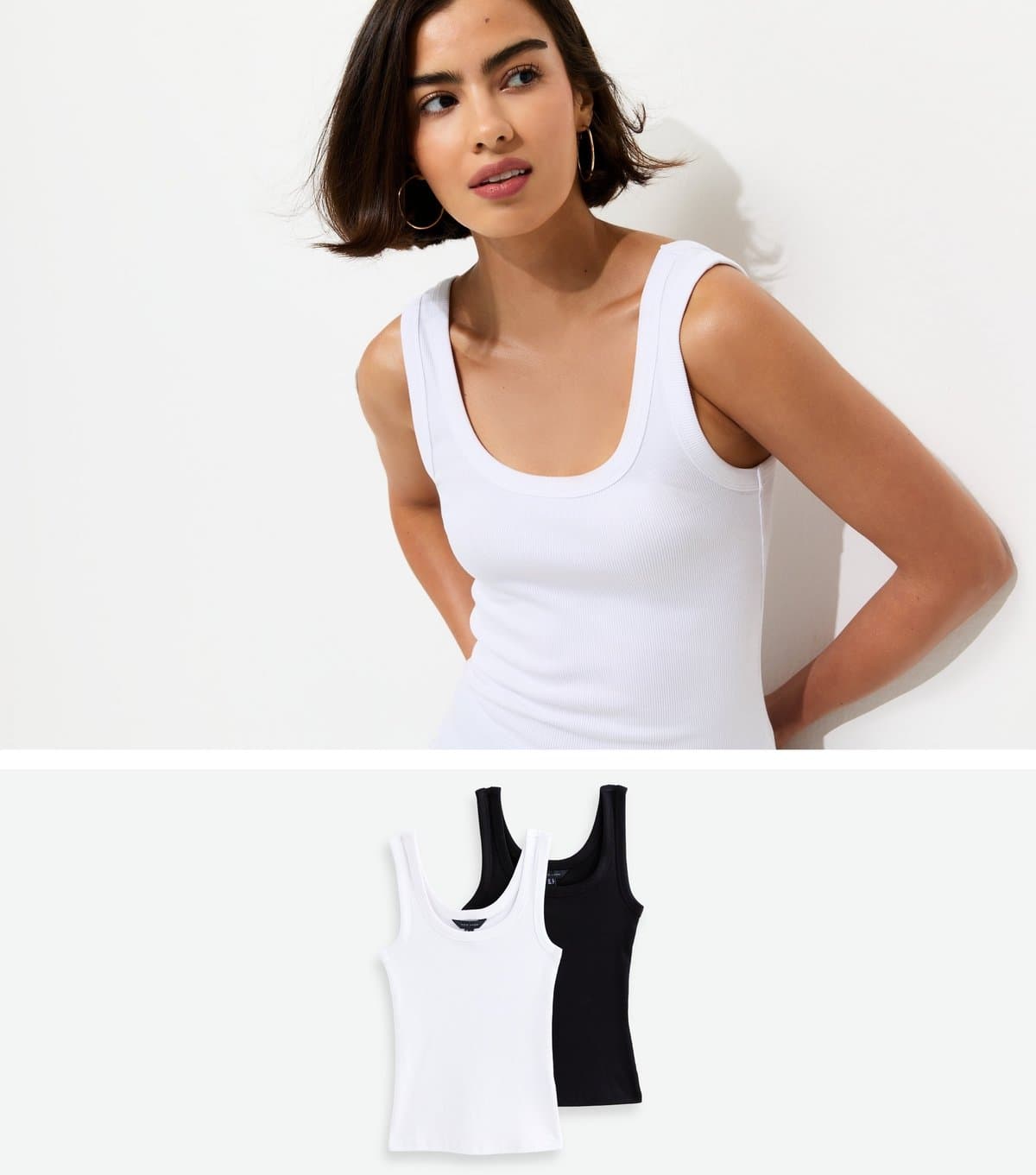 New Look Women's White Pack Of 2 Wide Trim Scoop Neck Vest Tops New Look
