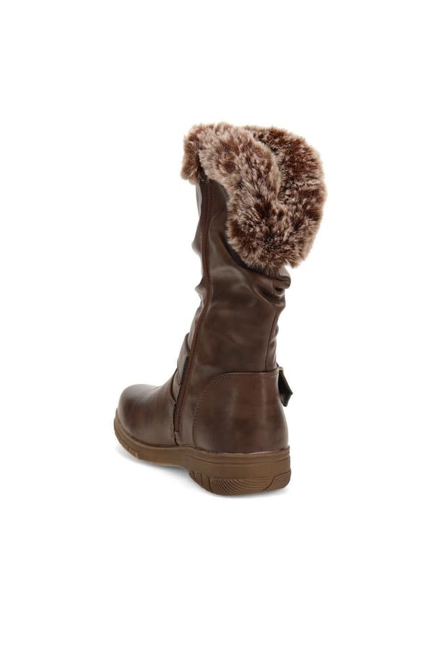 Easyfit Easyfit Women's Faux-Fur Cuff Long Boots in Brown - 3